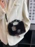 Ruched Detail Fluffy Hobo Bag With Bag Charm