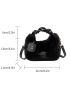 Ruched Detail Fluffy Hobo Bag With Bag Charm