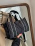 Contrast Tape Quilted Square Bag