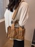 Quilted Detail Double Handle Square Bag