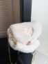 Heart Decor Flap Chain Fuzzy Shoulder Bag