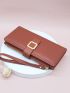 Metal Decor Long Wallet With Wristlet