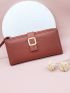 Metal Decor Long Wallet With Wristlet
