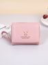 PU Small Wallet Letter Graphic Flap Pink