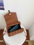 Mini Buckle Decor Quilted Detail Flap Square Bag