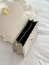 Quilted Heart Decor Ruched Top Handle Flap Square Bag