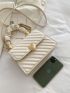 Quilted Heart Decor Ruched Top Handle Flap Square Bag