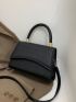 Crocodile Embossed Braided Detail Flap Square Bag