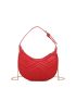 Neon-red Chevron Quilted Chain Hobo Bag