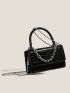 Mini Crocodile Embossed Flap Chain Square Bag