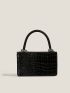 Mini Crocodile Embossed Flap Chain Square Bag