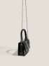 Mini Crocodile Embossed Flap Chain Square Bag