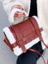 Fluffy Edge Design Buckle Decor Square Bag