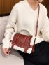 Fluffy Edge Design Buckle Decor Square Bag