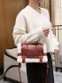 Fluffy Edge Design Buckle Decor Square Bag