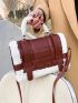 Fluffy Edge Design Buckle Decor Square Bag