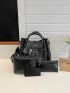3pcs Stitch Detail Top Handle Bag Set