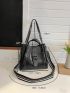 3pcs Stitch Detail Top Handle Bag Set