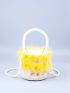 Mini Faux Pearl Decor Bucket Bag With Inner Pouch