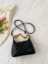 Quilted Pattern Chain Hobo Bag