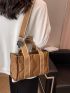 Quilted Detail Double Handle Square Bag