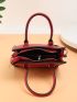Letter Graphic Litchi Embossed Square Bag