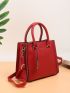 Letter Graphic Litchi Embossed Square Bag