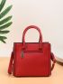 Letter Graphic Litchi Embossed Square Bag