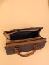Letter Graphic Double Handle Square Bag