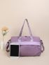 Letter Graphic Travel Bag Purple