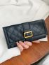 Quilted Buckle Decor Long Wallet
