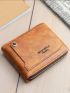 Letter Print Small Wallet Brown With Zipper For Daily