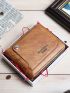 Letter Print Small Wallet Brown With Zipper For Daily