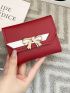 Bow Decor Snap Button Small Wallet