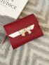 Bow Decor Snap Button Small Wallet