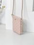 Flower Decor Quilted Chain Phone Wallet