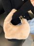 Minimalist Chain Decor Fuzzy Hobo Bag