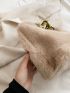 Minimalist Chain Decor Fuzzy Hobo Bag