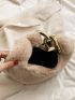 Minimalist Chain Decor Fuzzy Hobo Bag
