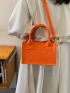 Neon-orange Stitch Detail Double Handle Square Bag