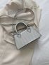 Metallic Crocodile Embossed Letter Detail Square Bag
