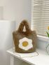 Fried Egg Graphic Fluffy Square Bag