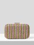 VCAY Color Block Straw Bag