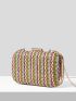 VCAY Color Block Straw Bag