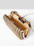 VCAY Color Block Straw Bag
