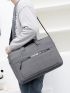 Men Letter Graphic Large Capacity Laptop Handbag Briefcase