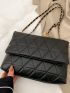 Quilted Detail Chain Square Bag With Coin Purse