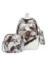 3pcs Marble Pattern Functional Backpack Set