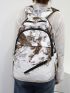 3pcs Marble Pattern Functional Backpack Set