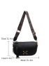 Litchi Embossed Patch Detail Hobo Bag